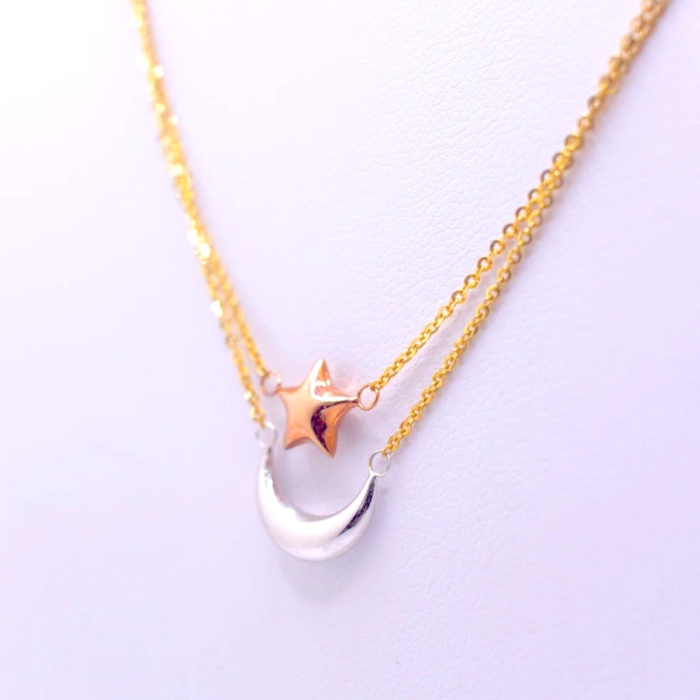 Two in one necklace with a multicolor finish.